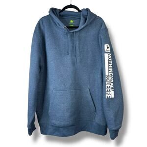 John Deere Navy Blue Nothing Runs Like A Deere Logo Fleece Sweater Hoodie XL
